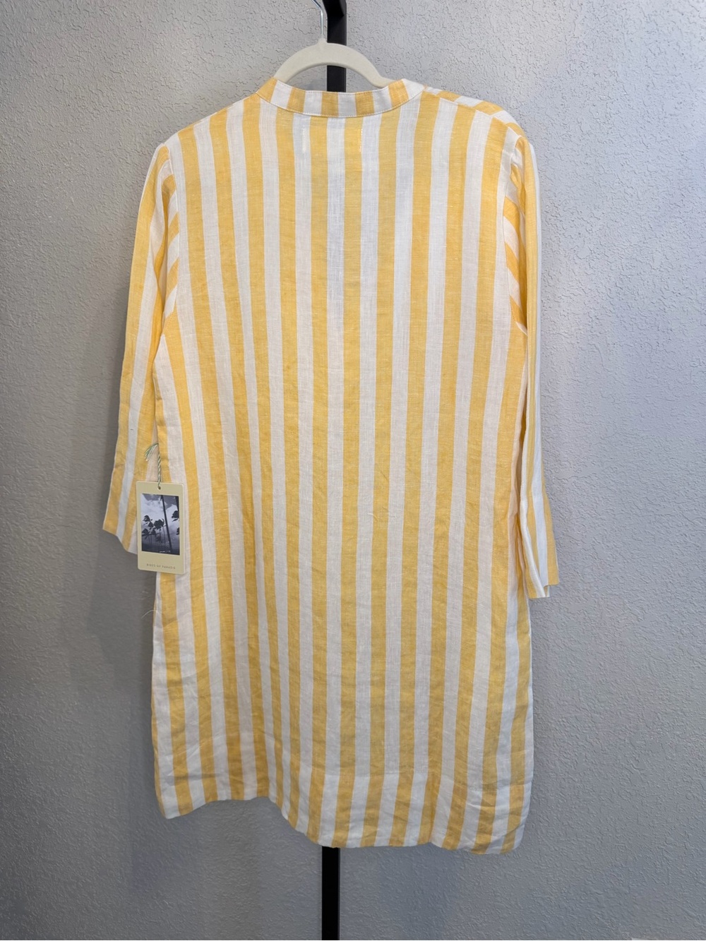 🆕Trovata Lucca 100% Linen Shirtdress in Yellow Stripe - Picture 9 of 12
